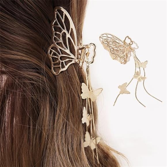 Butterfly Hair Clips 1PCS Butterfly Metal Hair Claw Clip Big Nonslip Gold Hair main image 7